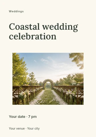 Coastal wedding celebration flyer template