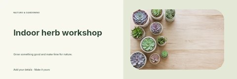 Indoor herb workshop banner template