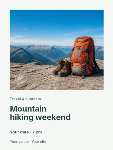 Mountain hiking weekend poster template