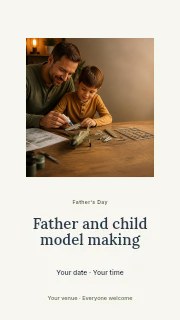 Father and son building model airplane in Father and child model making instagram story · Picture window