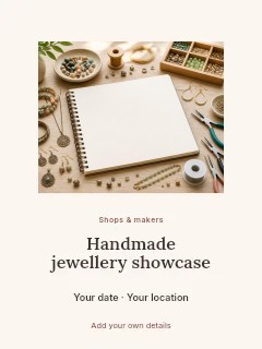 Handmade jewellery showcase greeting card template · Picture window
