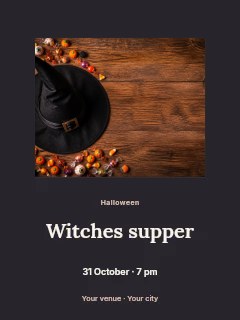 black witch hat with halloween candy in Witches supper · Picture window