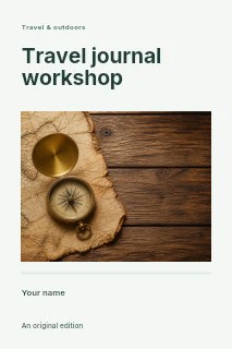 Travel journal workshop book cover template · Title & photograph