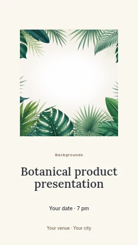 Tropical green leaves frame background in Botanical product presentation instagram story template
