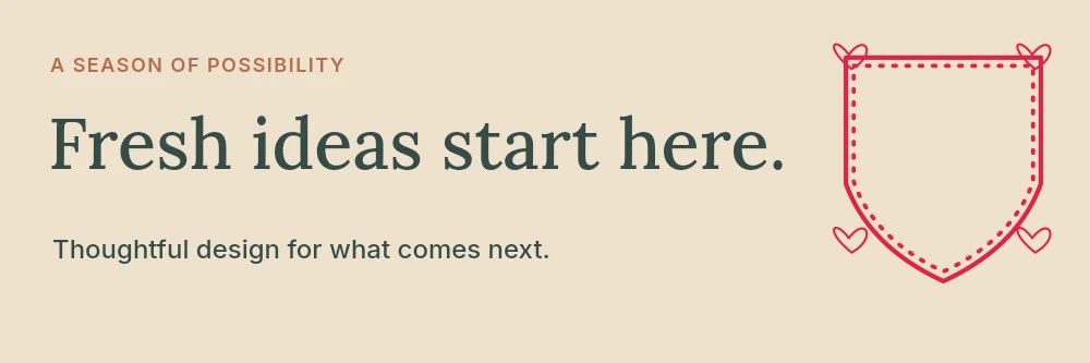 Shield frame · loop ornaments and dotted border in Season of fresh ideas · Creative banner
