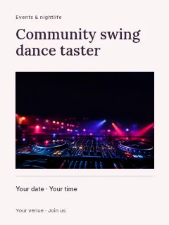 Community swing dance taster poster template · Title & photograph