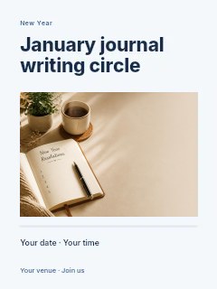 January journal writing circle poster template · Title & photograph