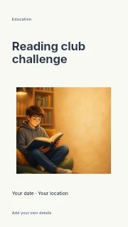 Boy reading book in cozy reading nook in Reading club challenge · Modern programme
