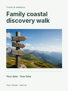 Family coastal discovery walk poster template · Title & photograph