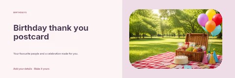 Birthday thank you postcard banner template