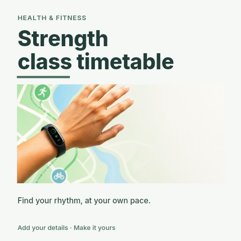 Strength class timetable social media post template
