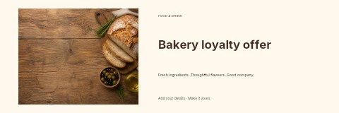 Rustic bread with olives and olive oil in Bakery loyalty offer banner template