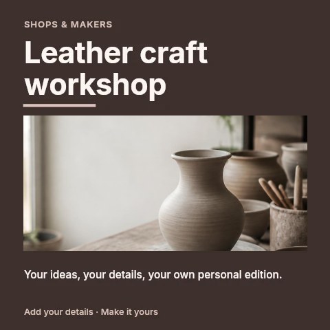 Leather craft workshop social media post template