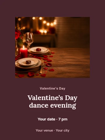 Valentine’s Day dance evening poster template