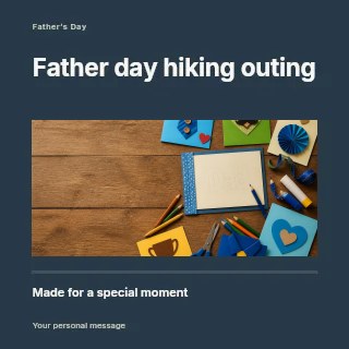 Father Day hiking outing social media post template · Title & photograph