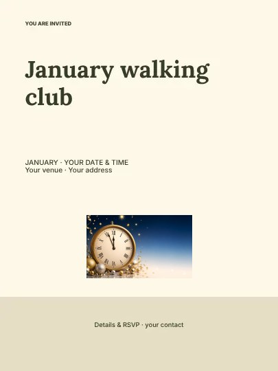 January walking club · Ribbon invitation template