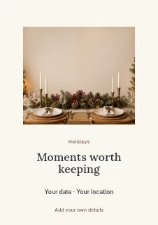 Elegant holiday dining table with greenery in Holiday photo greeting · Picture window