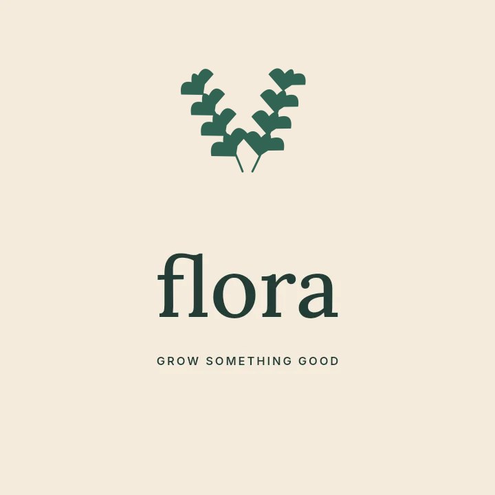 Ginkgo foliage · paired arrangement with 4 leaf pairs in Flora · Botanical logo