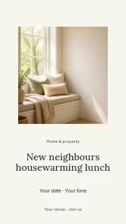 New neighbours housewarming lunch instagram story template · Picture window