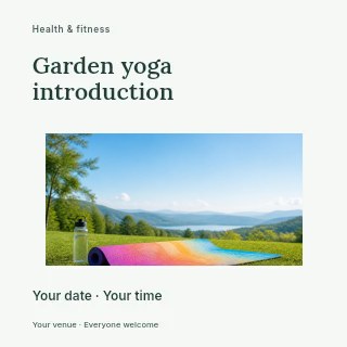 Garden yoga introduction social media post template · Modern programme