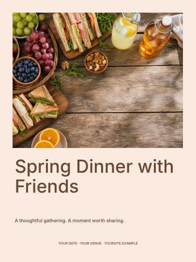 Spring Dinner with Friends · Linework invitation template
