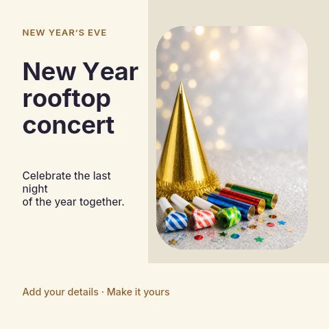 New Year rooftop concert social media post template