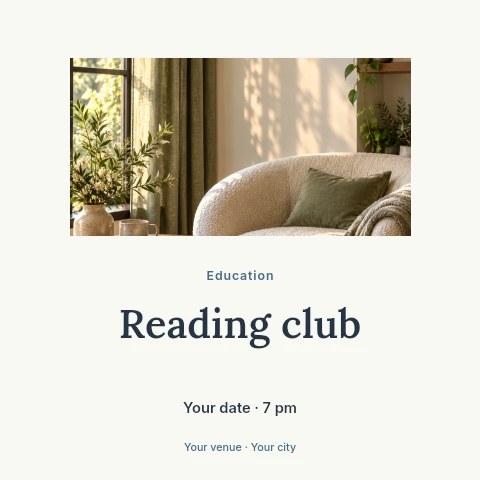 Reading club social media post template