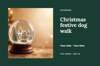 Christmas festive dog walk postcard template · Horizontal photo dialogue