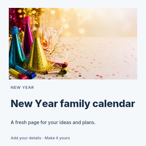 New Year family calendar social media post template