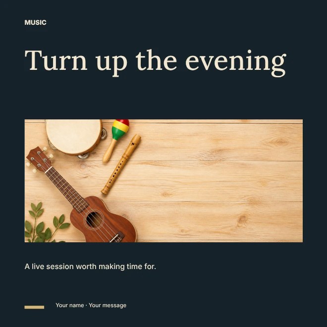 Live music photo announcement social media post template
