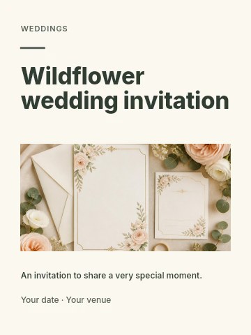 Wildflower wedding invitation poster template