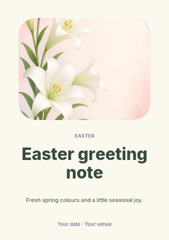 Easter greeting note flyer template