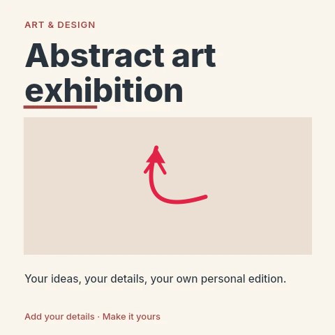 North-west arc arrow · double head in Abstract art exhibition social media post template