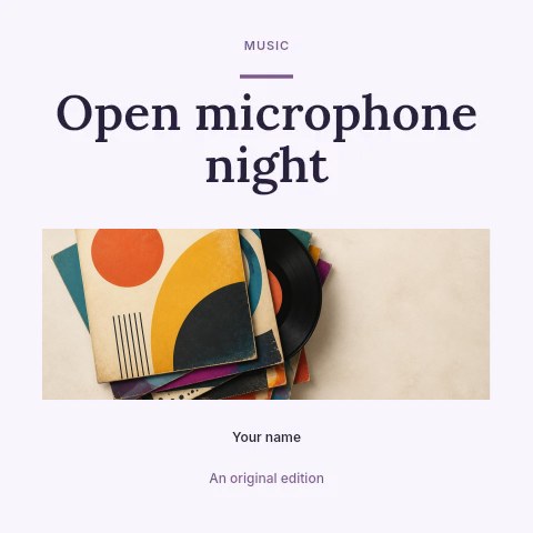 Open microphone night podcast cover template · Quiet photo gallery