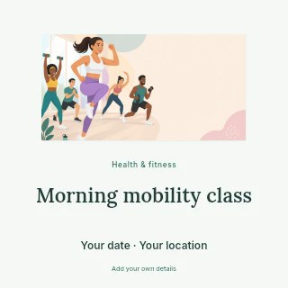 Morning mobility class social media post template · Picture window