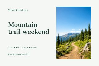 Mountain Trail Through Pine Forest in Mountain trail weekend · Horizontal photo dialogue