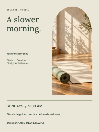 A Slower Morning · Editorial flyer template