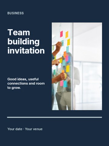 Team brainstorming with colorful sticky notes in Team building invitation template