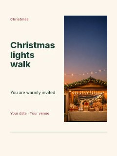 Christmas lights walk greeting card template · Split portrait