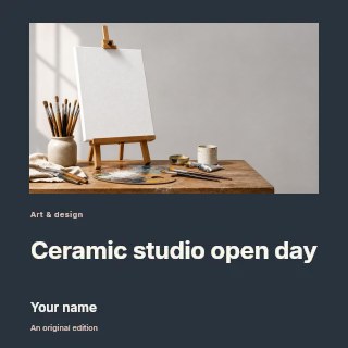Ceramic studio open day podcast cover template · Gallery editorial