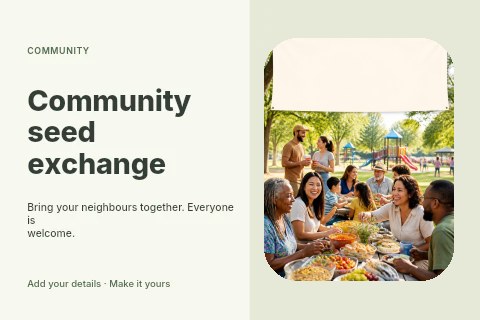 Community seed exchange postcard template