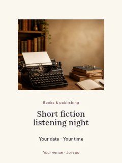 Short fiction listening night poster template · Picture window