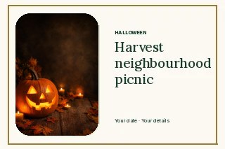 Harvest neighbourhood picnic · Framed serif postcard template