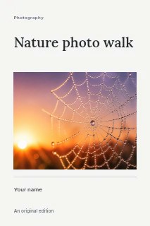 Web covered with dewdrops at sunrise in Nature photo walk · Title & photograph