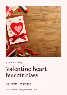 Valentine heart biscuit class flyer template · Gallery editorial