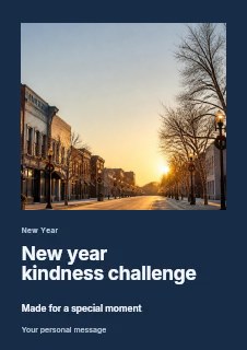 Winter Sunset on Empty Downtown Street in New Year kindness challenge · Gallery editorial