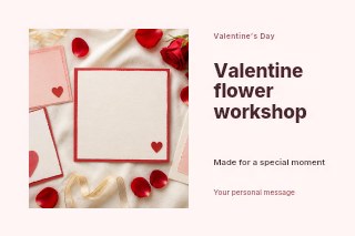 Valentine flower workshop postcard template · Horizontal photo dialogue