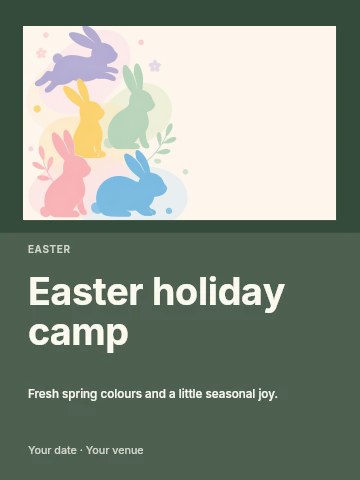 Easter holiday camp poster template