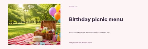 Birthday picnic menu banner template