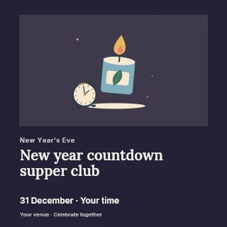 Candlelit countdown celebration in New Year countdown supper club social media post · Gallery editorial
